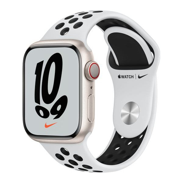 Apple Watch Series 7 41mm GPS + Cellular Starlight Aluminium with Pure  Platinum & Black Nike Sport Band