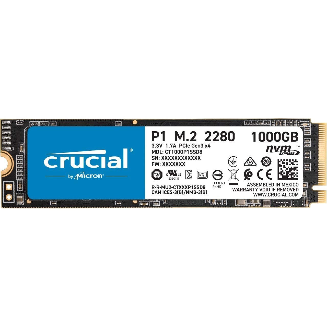 Crucial P1 1TB CT1000P1SSD8 Internal Solid State Drive-up to 2000 MB/s