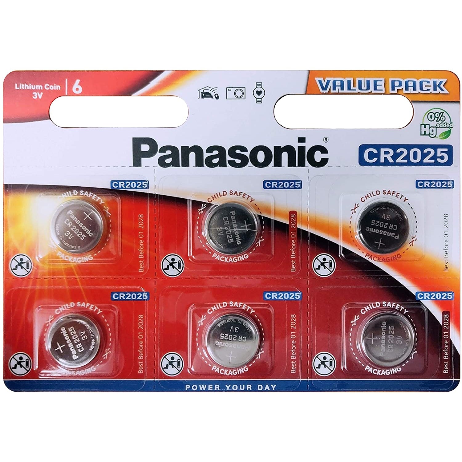 Panasonic Pack Of 6 Lithium CR2025 3V batteries Coin Cell MultiPurpos