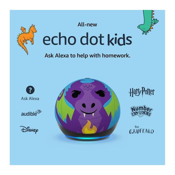 Amazon Echo Dot Kids (5th Gen) Smart Speaker with Alexa - Dragon