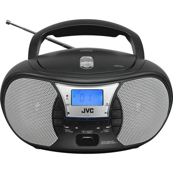 JVC RD-D222B FM Boombox - Black / Silver - Excellent