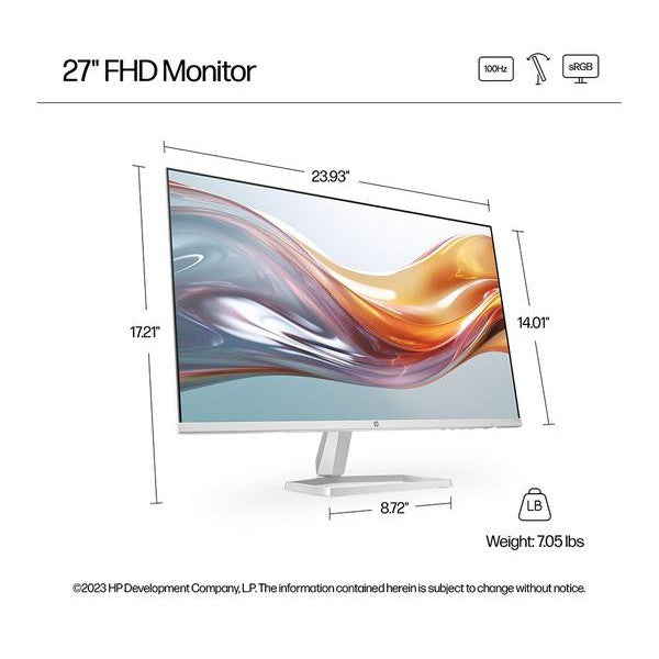 HP Series 5 527SW Full HD 27" IPS LCD Monitor - White - Open Box