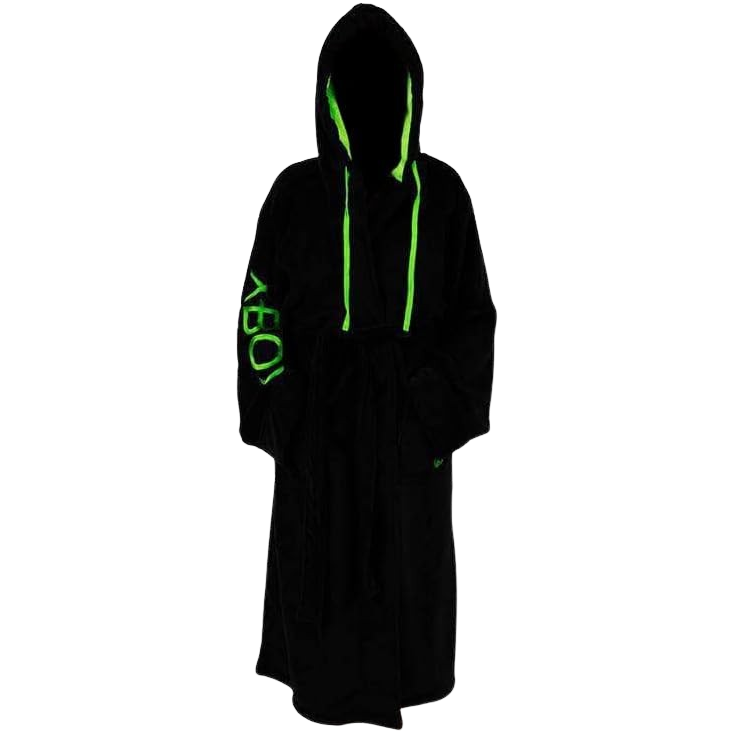 Microsoft Xbox Official Gear Gamer Fleece Robe - Black/Green