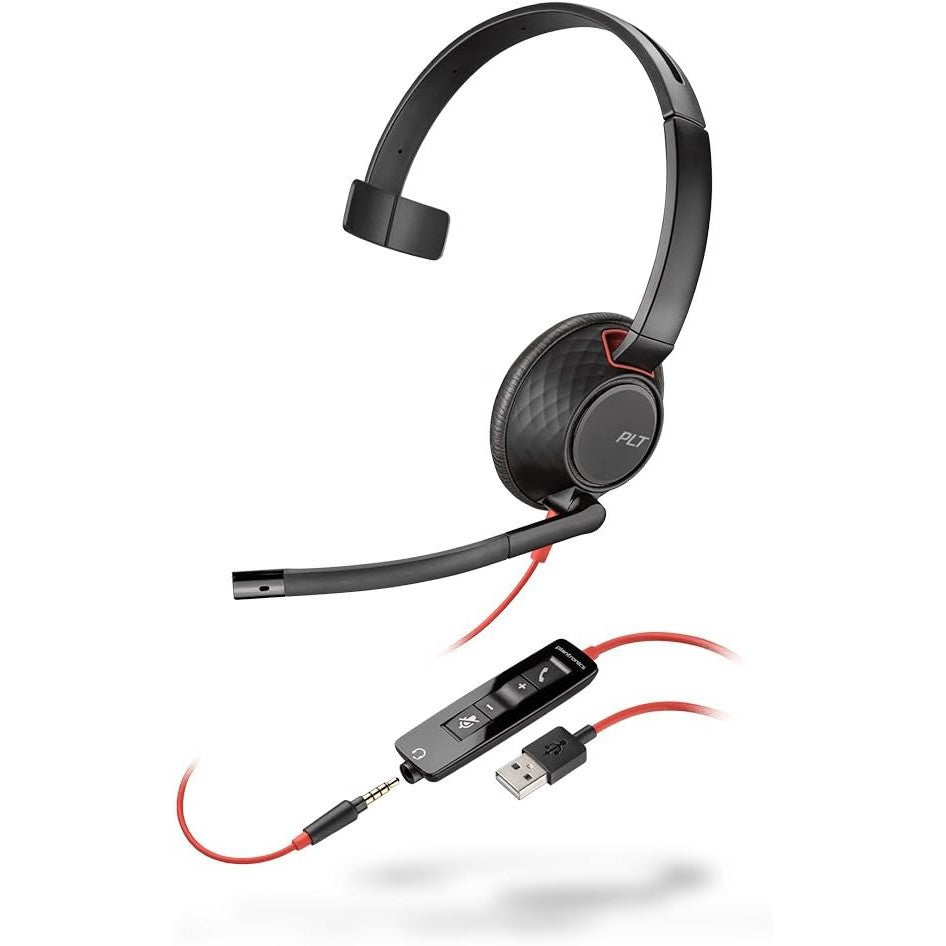 Poly Blackwire C5210 USB Headset - Black / Red - Good