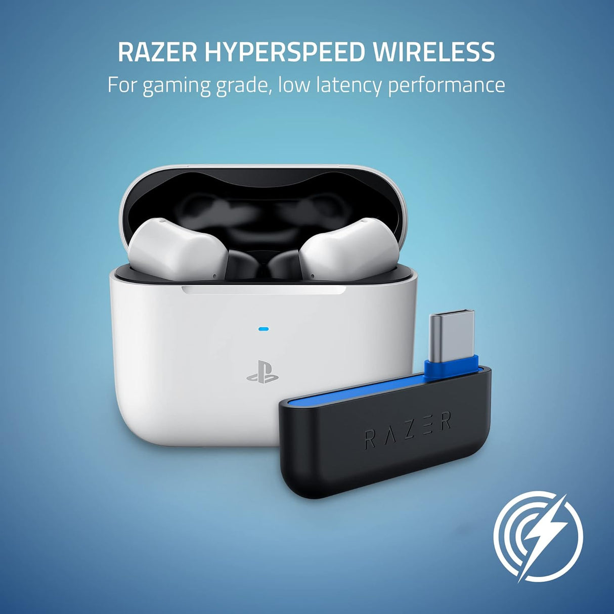 Razer Hammerhead HyperSpeed Wireless Gaming Earbuds for PlayStation - White - Pristine