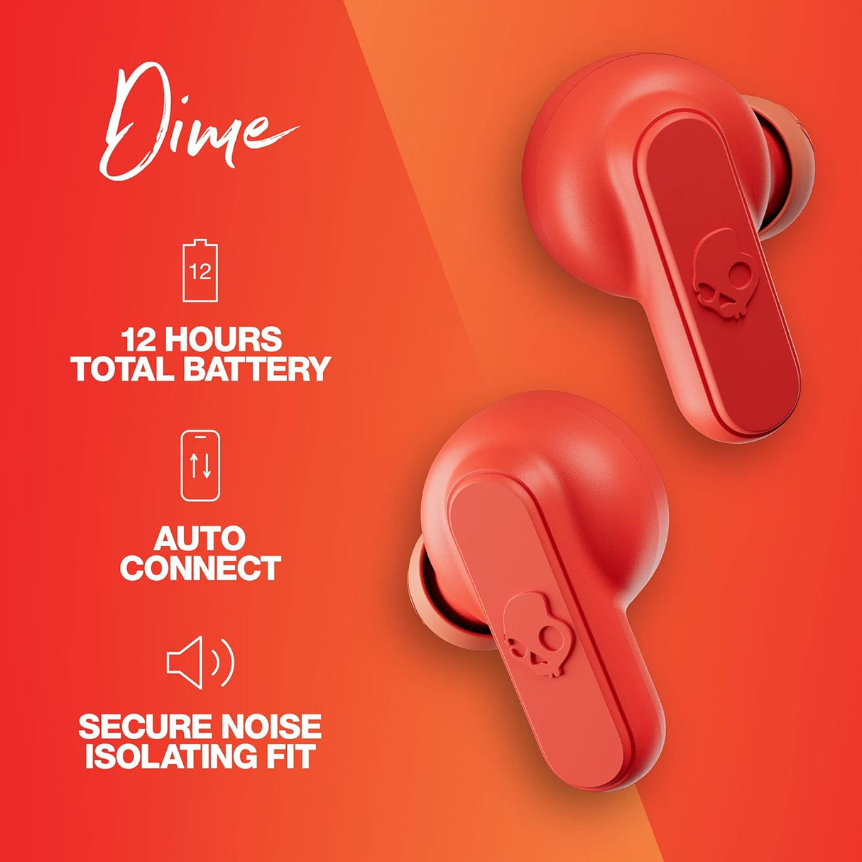 Skullcandy Dime In-Ear Wireless Earbuds - Golden Red - Refurbished Pristine