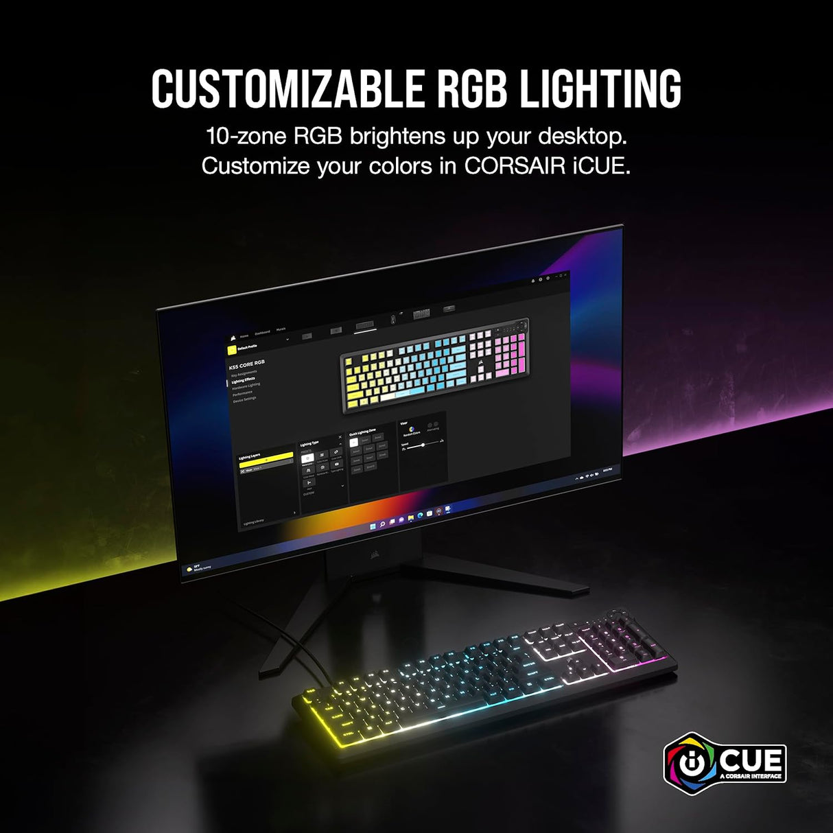 Corsair K55 CORE RGB Gaming Keyboard - Black