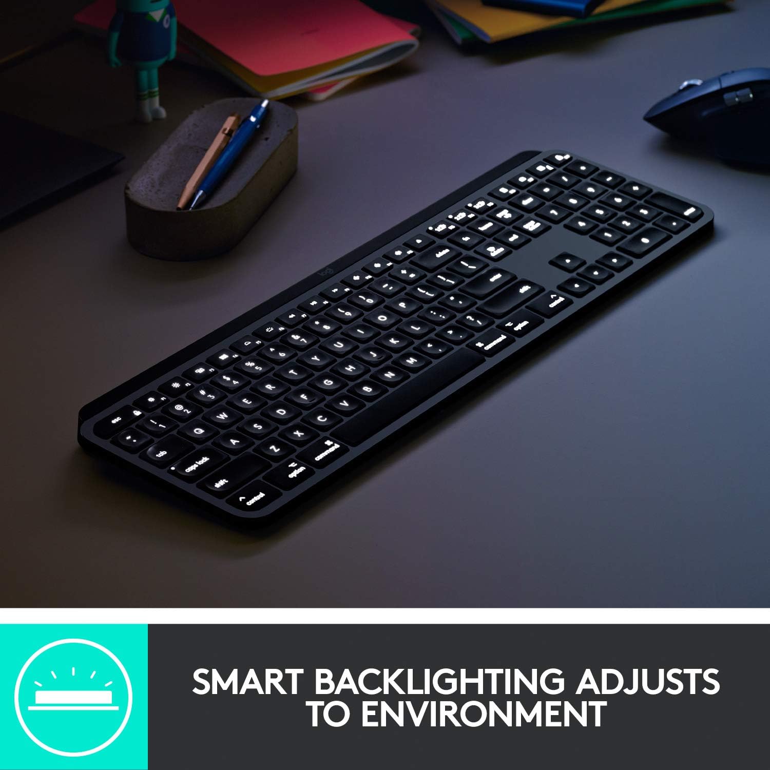 Logitech MX Keys Advanced Wireless Illuminated Keyboard store in Black