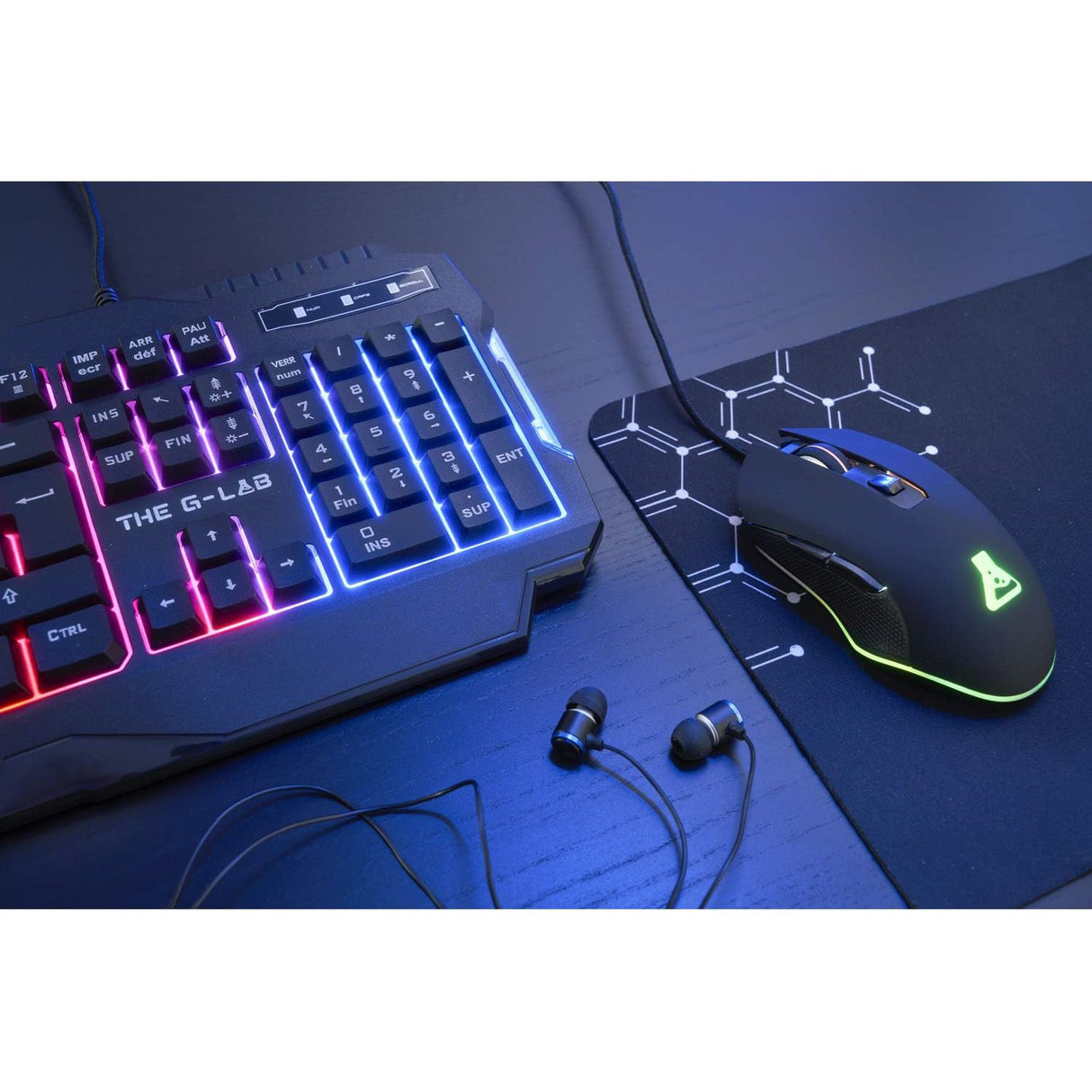 THE G-LAB Combo Helium 4-in-1 Keyboard, Gaming Mouse, Headset, Mouse Pad - Pristine