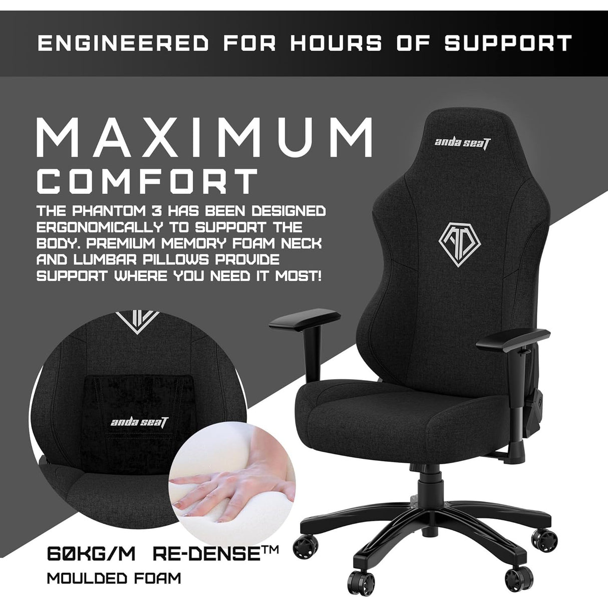 Anda Seat Phantom 3 Pro Gaming Chair - Black - New