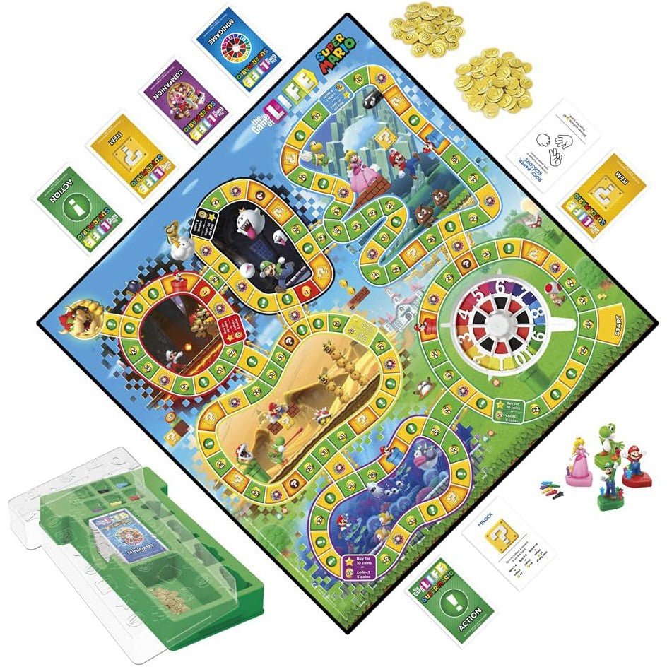  Hasbro Gaming The Game of Life: Super Mario Edition Board Game  for Kids Ages 8 and Up, Play Minigames, Collect Stars, Battle Bowser : Toys  & Games