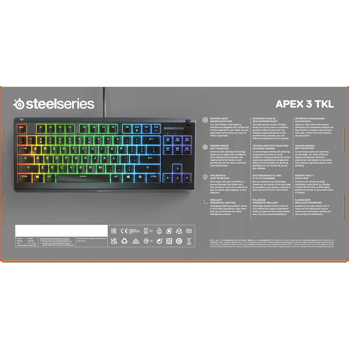 SteelSeries Apex 3 TKL Wired Gaming Keyboard - Pristine