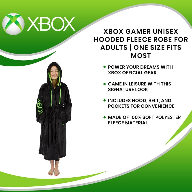 Microsoft Xbox Official Gear Gamer Fleece Robe - Black/Green