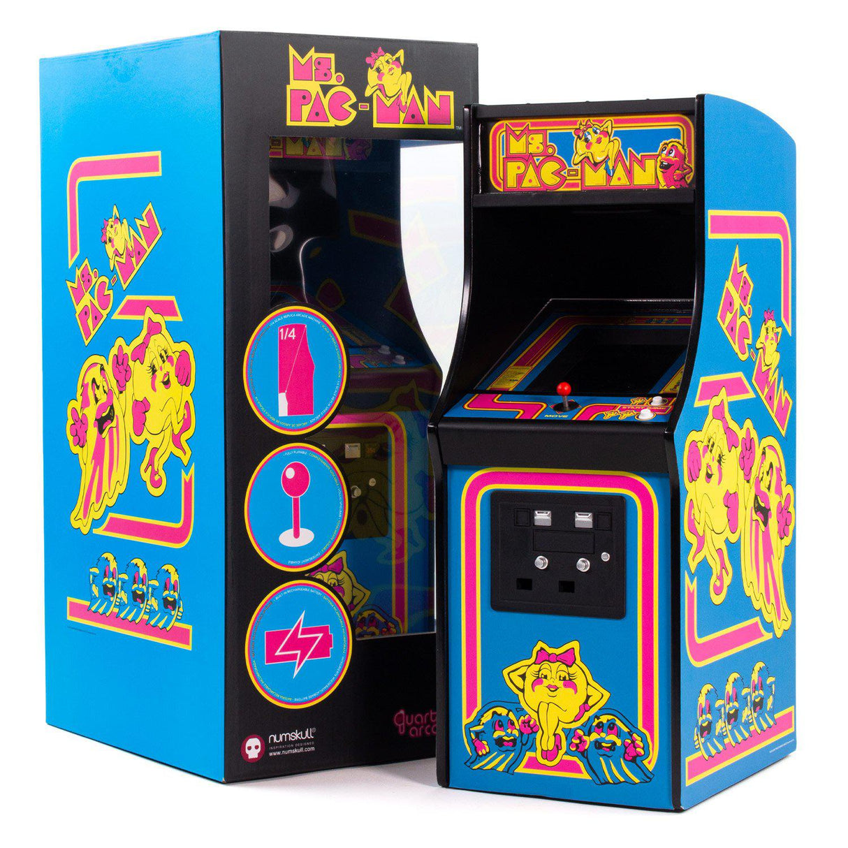 Numskull Ms Pac-Man Quarter Scale Arcade Cabinet - New