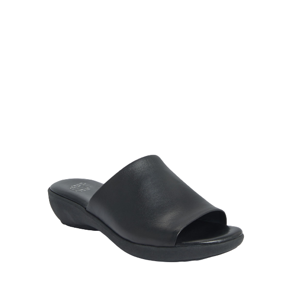 John Lewis Kathy Leather Wedge Heel Slider Sandals, Black ( Size 4 )