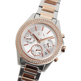 Armani Exchange AX5653 Lady Drexler Two Tone Chronograph Watch, Silver/Rose Gold