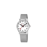 Mondaine Women's MSE.30210.SM Evo 2 Date Mesh Bracelet Strap Watch, Silver / White