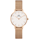 Daniel Wellington DW00100163 Women's 32mm Petite Mesh Bracelet Strap Watch, Rose Gold / White