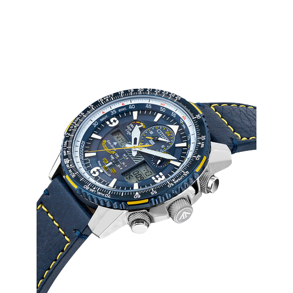 Citizen JY8078-01L Men's ProMaster Skyhawk AT Chronograph Eco-Drive Leather Strap Watch, Navy