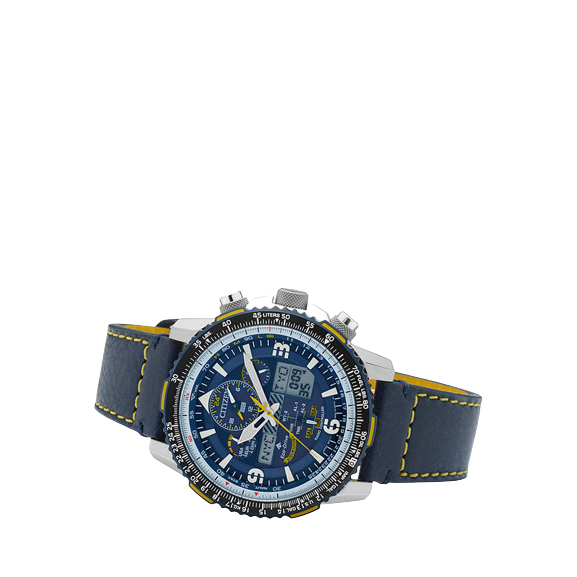 Citizen JY8078-01L Men's ProMaster Skyhawk AT Chronograph Eco-Drive Leather Strap Watch, Navy