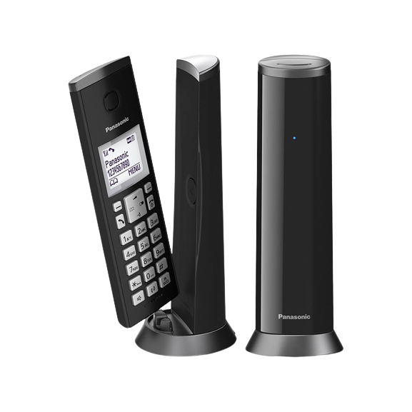 Panasonic KX-TGK222EM Cordless Phone with Answer Machine-Twin, Black