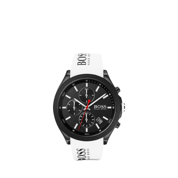 Hugo Boss 1513718 Men's Velocity Chronograph Date Silicone Strap Watch, White / Black