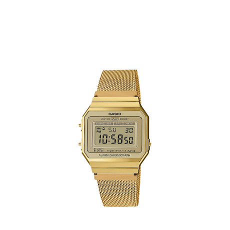 Casio A700WEMG-9AEF Unisex Vintage Mesh Bracelet Strap Watch, Gold