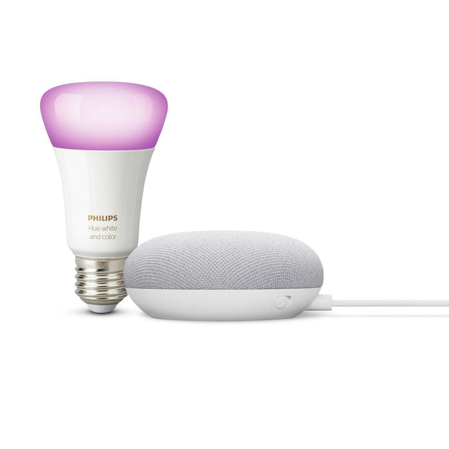 Google Nest Mini with Philips Hue White and Colour Ambiance E27 Bulb