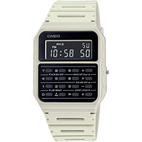 Casio CA-53WF-8BEF Unisex Collection Calculator Alarm Watch - Cream