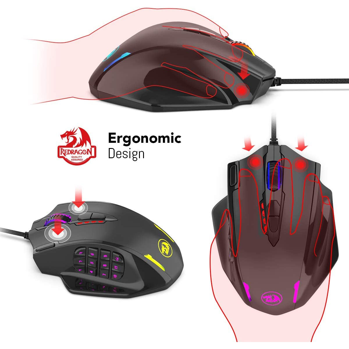 Redragon M908 Impact RGB LED MMO Mouse Optical Wired Gaming Mouse