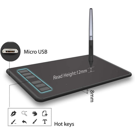 Huion Inspiroy H640P Graphic Drawing Tablet Battery-free Stylus Pen digital Tablet with 8192 Levels Pen Pressure 6 Express Keys