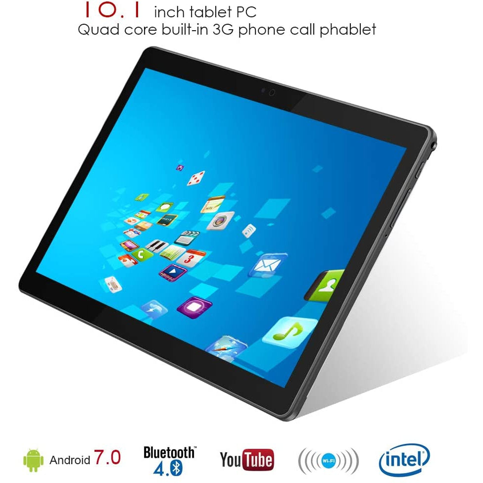 Padgene 10.1" Inch Google Android Tablet, Quad Core Pad with Dual Camera, 1GB Ram+ 32GB Disk, Wifi, Bluetooth, Black