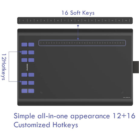 Huion Inspiroy H1060P Graphics Drawing Tablet, Graphic Tablet with Battery-free Pen