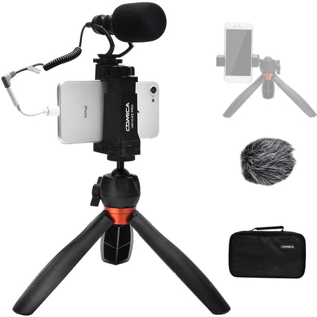 Comica VM-VM10K2 PRO Video Mic Vlogging kit Apply with iPhone, Samsung, Huawei, Smartphone Video Rig Kit for Youtube, Recording Live, Video Conference