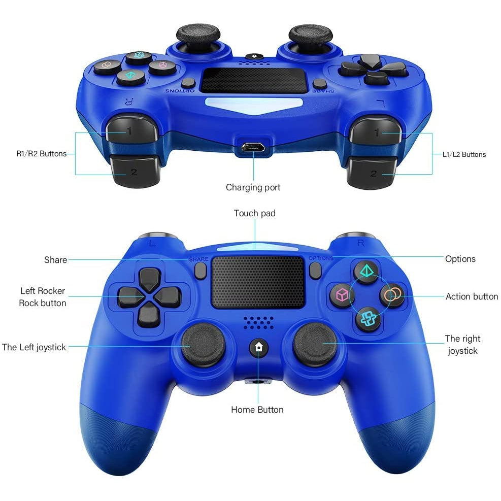 BestOff PS4 Controller, Pro Blue Wireless Controller