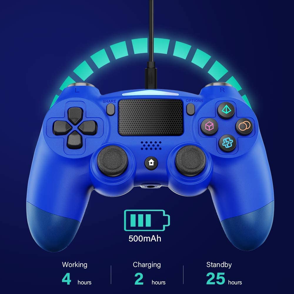 BestOff PS4 Controller, Pro Blue Wireless Controller