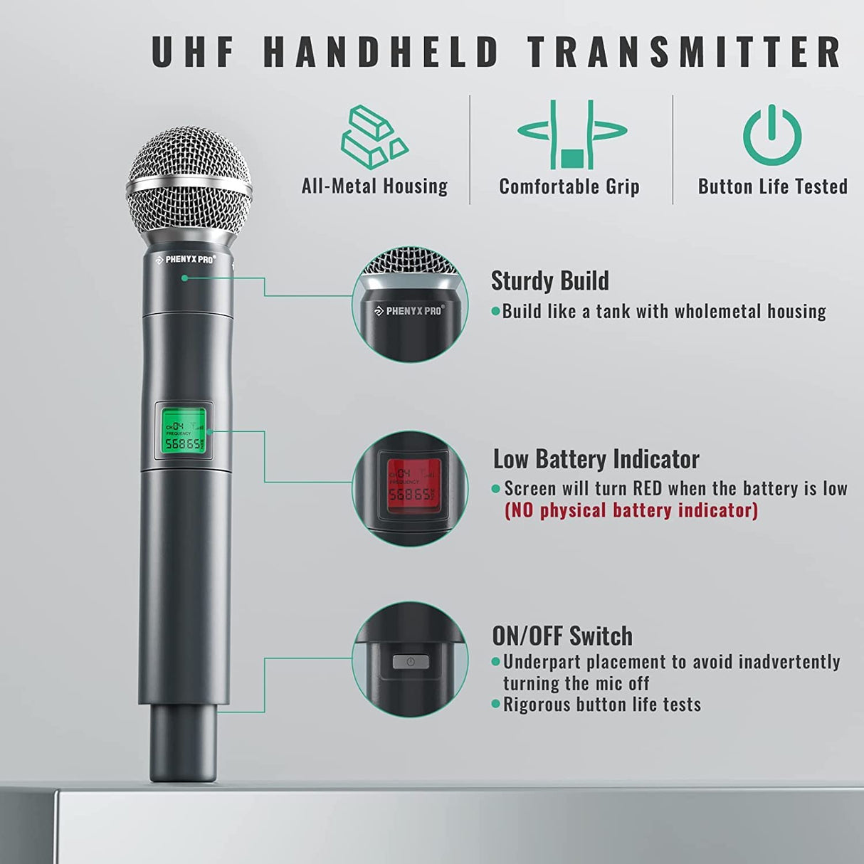 Phenyx PTU-5000 Pro 4 Channel UHF Wireless System