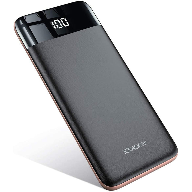 Tovaoon Portable Phone Charger, 10000mAh Power Bank with Full screen LED display