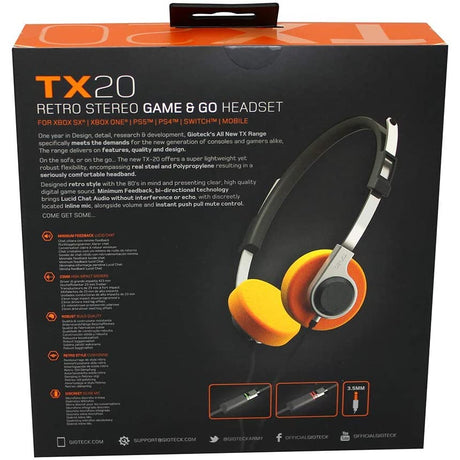 Giotech TX20 Retro Headset in Silver and Orange