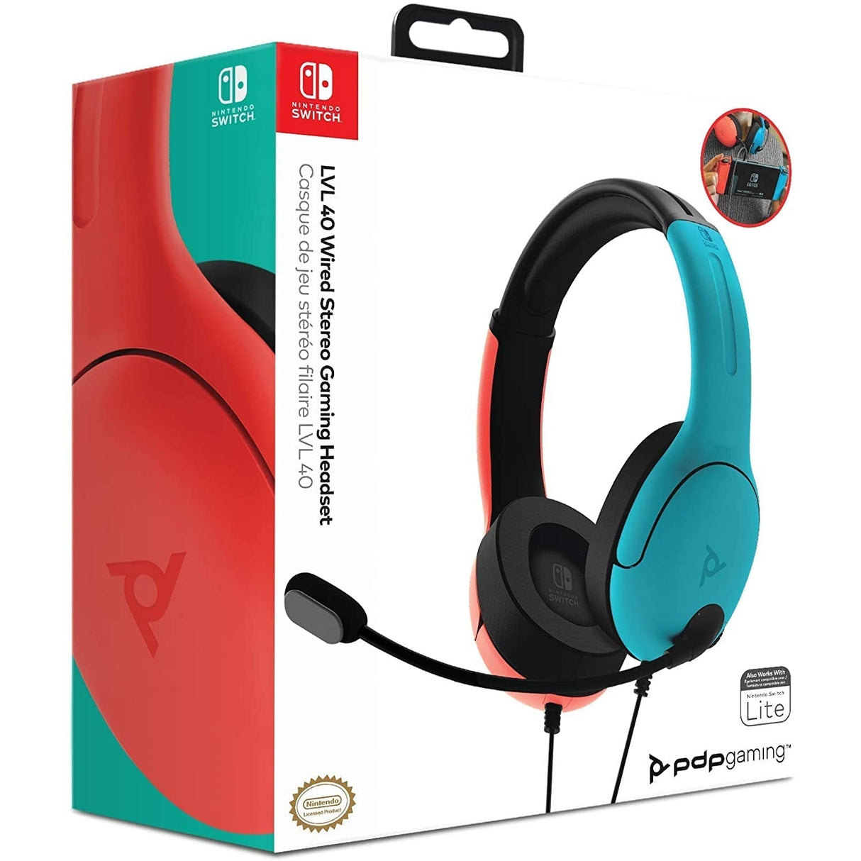 PDP LVL40 Wired Stereo Headset for Nintendo Switch - Blue/Red - Refurbished Good