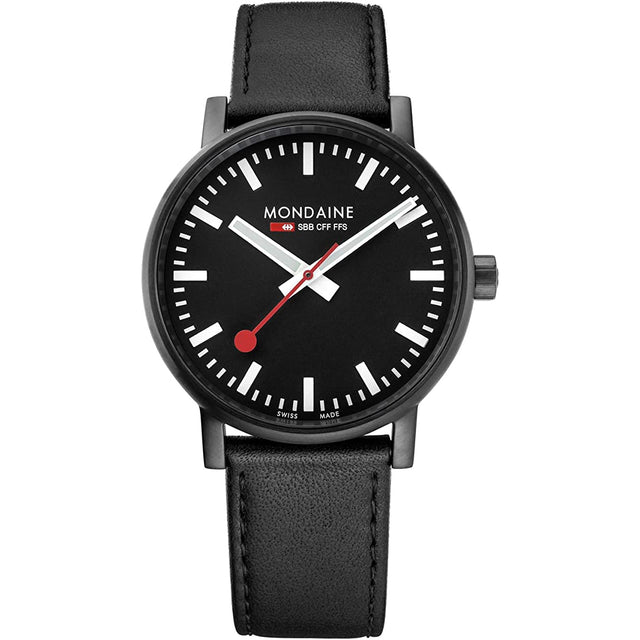 Mondaine Unisex MSE36121LB Evo 2 Leather Watch - Black