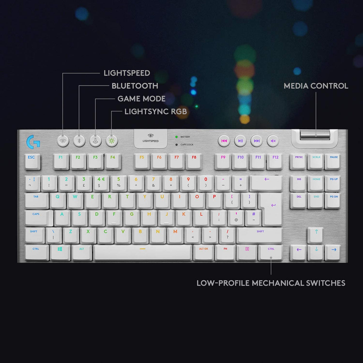 Logitech G915 LIGHTSPEED TKL Tenkeyless Wireless Gaming Keyboard - White