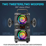 SUPNIU Portable Bluetooth speaker with Double Subwoofer Heavy Bass, Bluetooth 5.0 Wireless