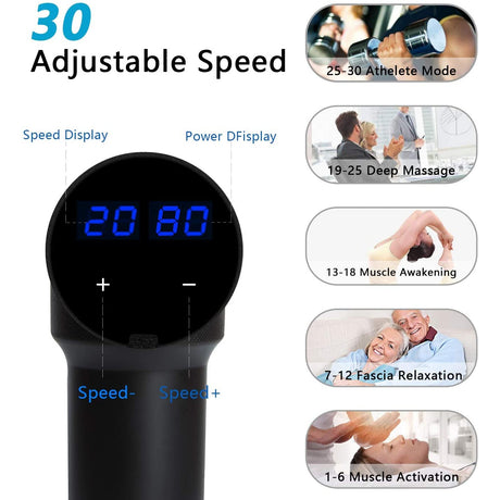 Ten-Tatent Deep Tissue Handheld Muscle Massage Gun - Black