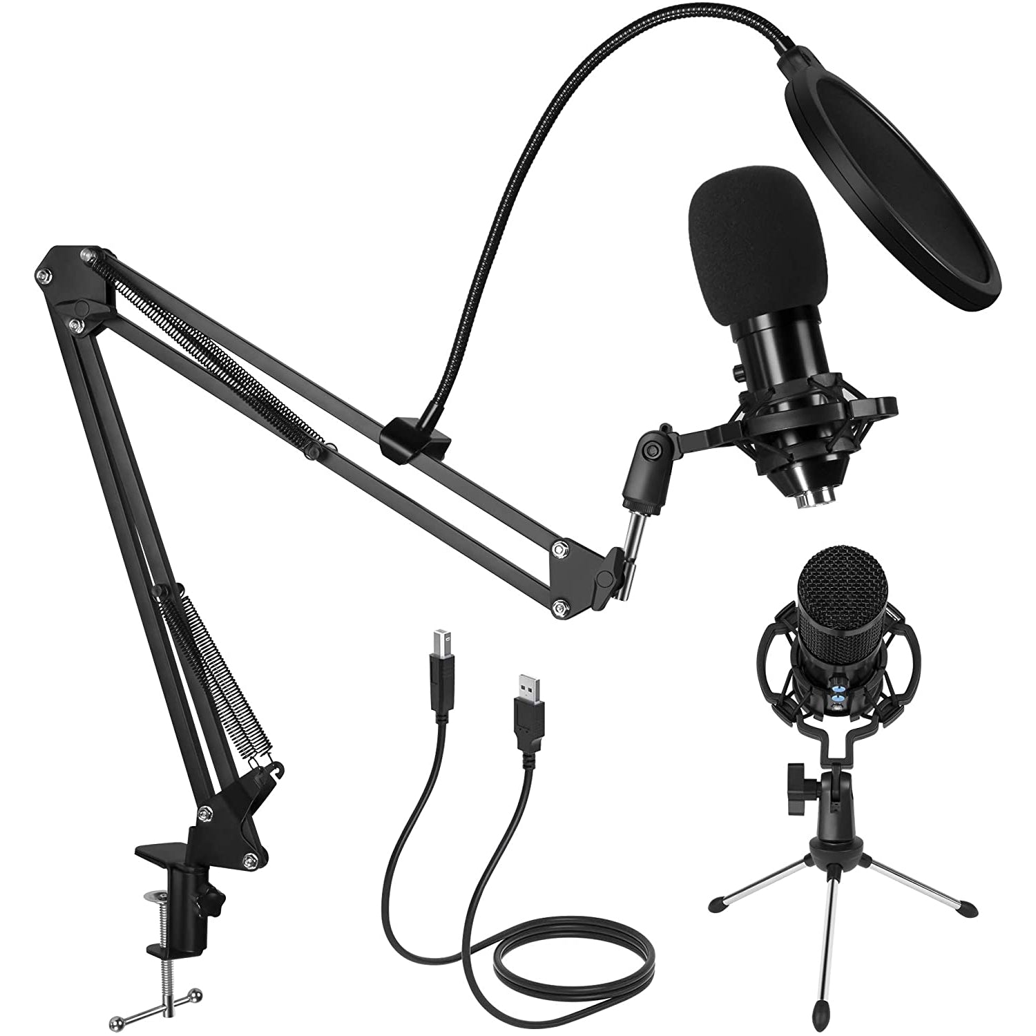 Kalawen USB Condenser Microphone, Professional Cardioid Studio Mic Kit