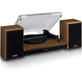 Lenco LS-100 Belt Drive Bluetooth Turntable with Hi-Fi Speakers, Brown Wood