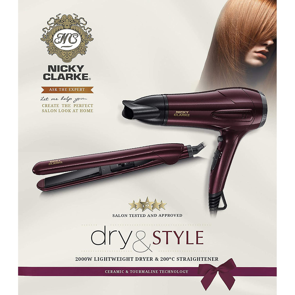 Nicky Clarke NGP227 Dry & Style Dryer & Straightener Gift Set