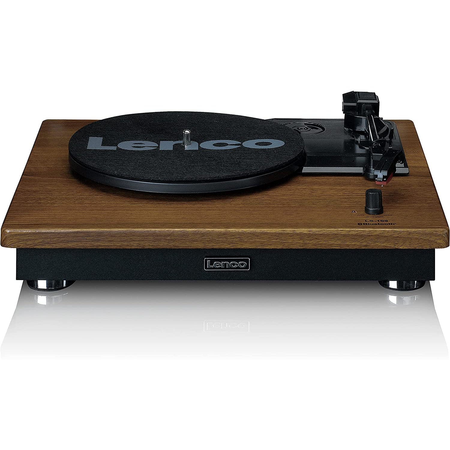 Lenco LS-100 Belt Drive Bluetooth Turntable with Hi-Fi Speakers, Brown