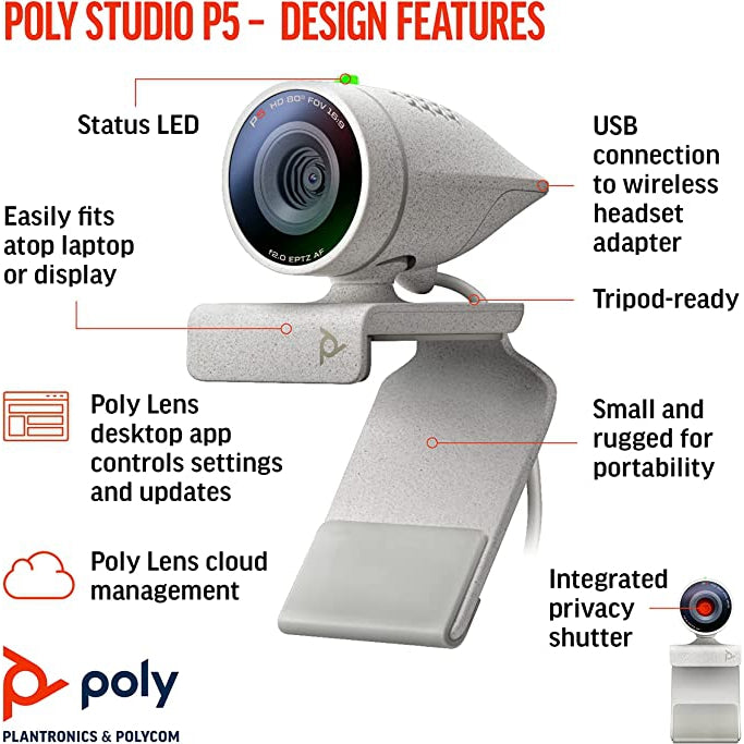 Poly Studio P5 Webcam - White