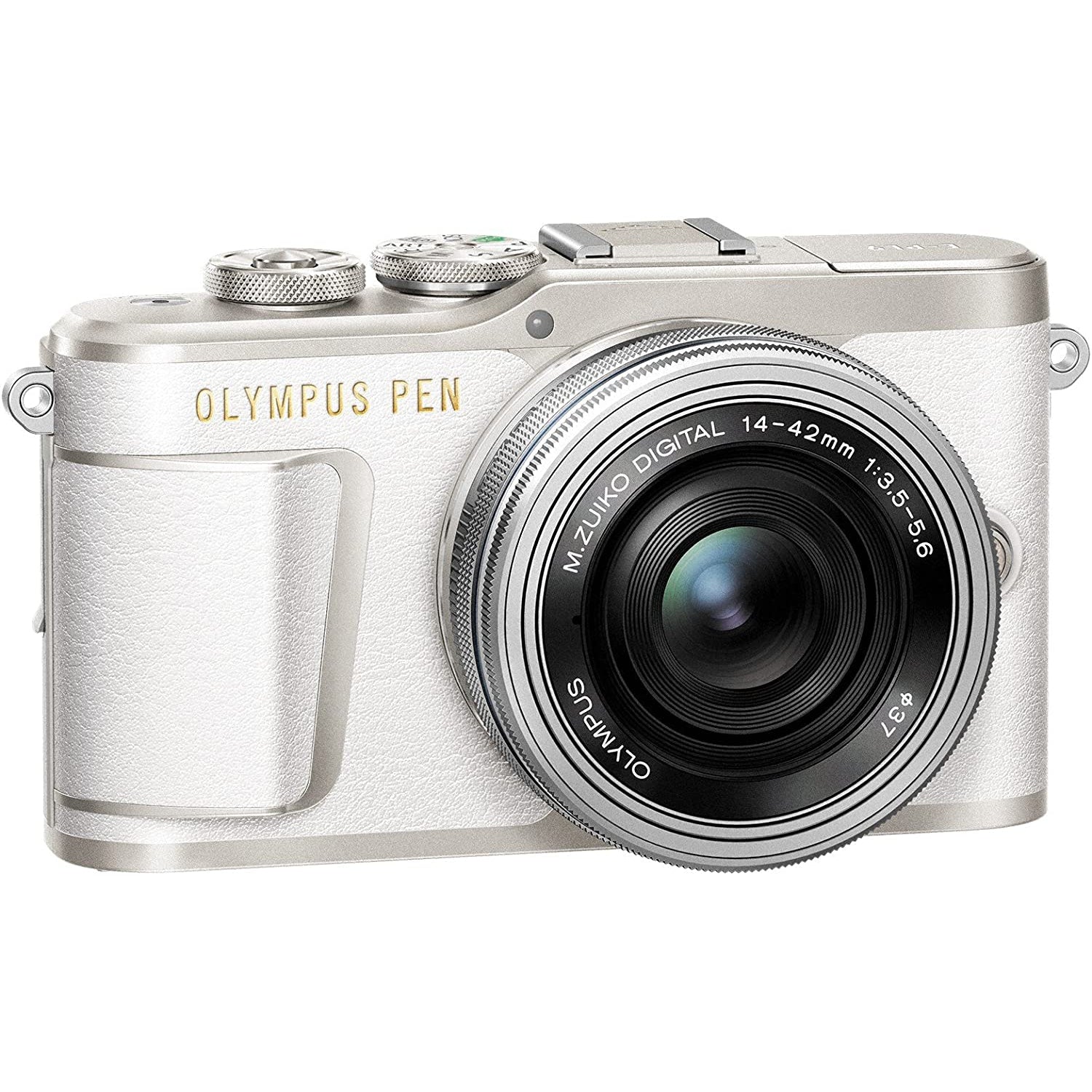 Olympus PEN E-PL9 Kit Camera, 4-42 mm EZ Zoom Lens, White/Silver